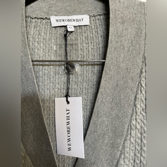 NEW Revolve WeWoreWhat Varsity Cardigan Gray M/L Cable Knit - Picture 3 of 5